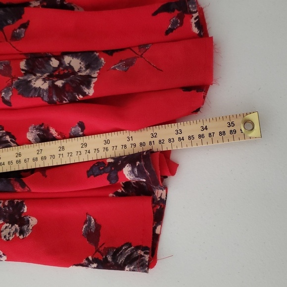 Free People Flutterby Dress 0 Red Floral Halter Fit And Flare Pockets Raw Hem - Picture 15 of 16